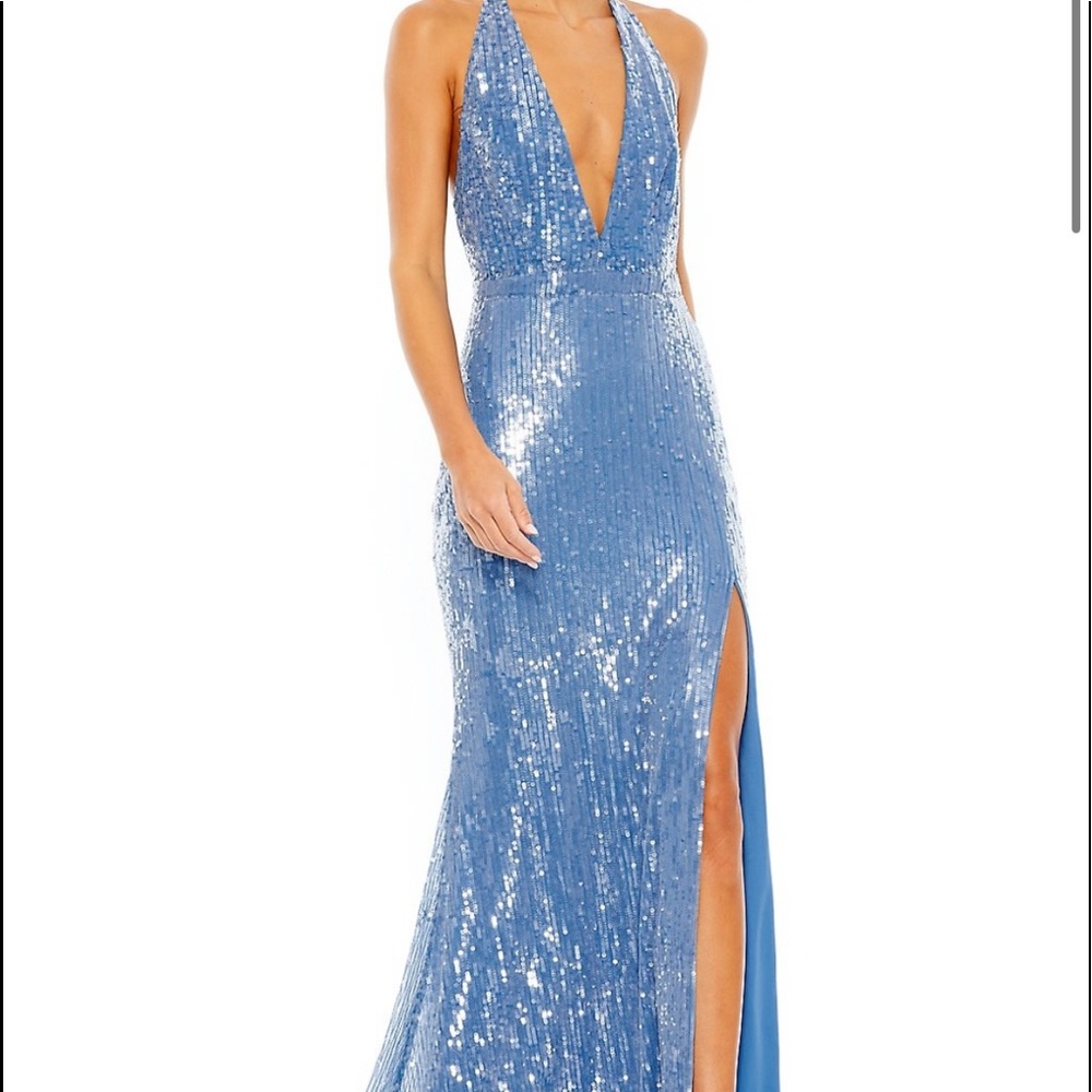 Mac Duggal Blue Sequin Gown
